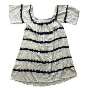 Coveted - Dress- coverup - white and blue striped tie dye- size Small boho beach